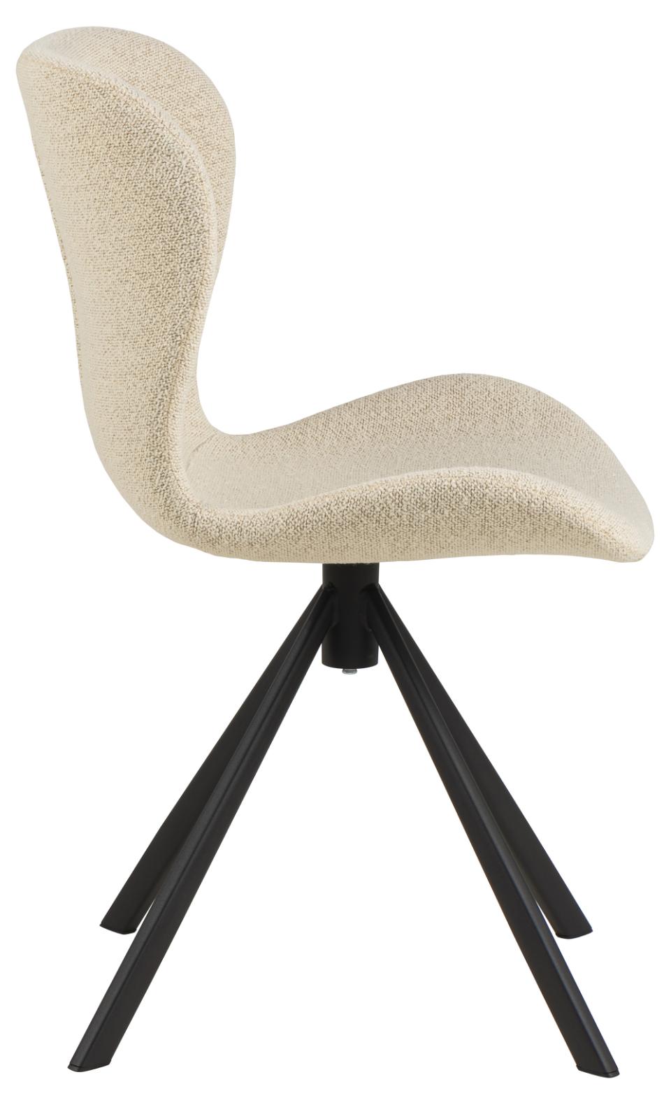 Batilda Comfort Cream Fabric Dining Chair With Metal Swivel Base, Set Of 2