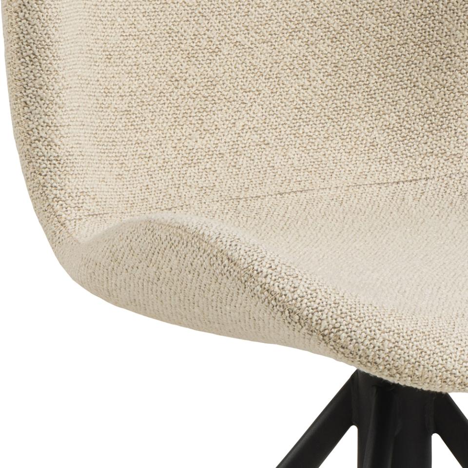 Batilda Comfort Cream Fabric Dining Chair With Metal Swivel Base, Set Of 2