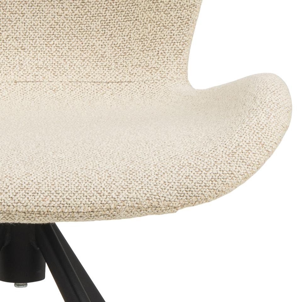 Batilda Comfort Cream Fabric Dining Chair With Metal Swivel Base, Set Of 2