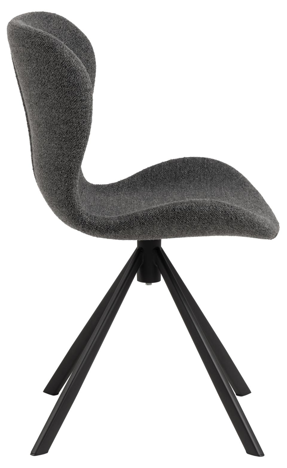 Batilda Comfort Grey Anthracite Fabric Dining Chair With Metal Swivel Base, Set Of 2