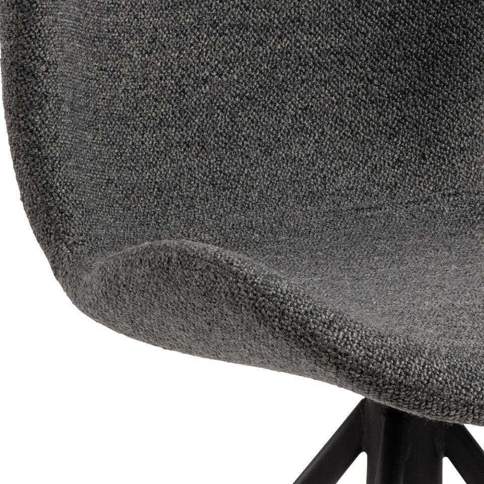 Batilda Comfort Grey Anthracite Fabric Dining Chair With Metal Swivel Base, Set Of 2