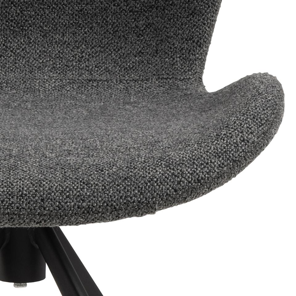 Batilda Comfort Grey Anthracite Fabric Dining Chair With Metal Swivel Base, Set Of 2