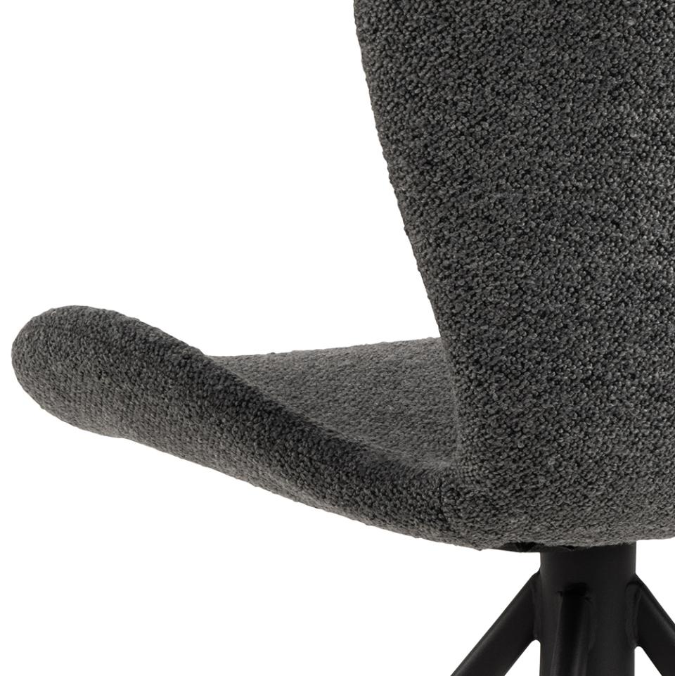 Batilda Comfort Grey Anthracite Fabric Dining Chair With Metal Swivel Base, Set Of 2