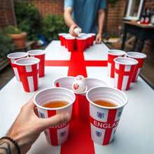 Load image into Gallery viewer, England Beer Pong Cup &amp; Ball St George Cross Flag Fun Indoor Outdoor Beirut Table Game
