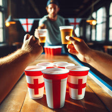 Load image into Gallery viewer, England Beer Pong Cup &amp; Ball St George Cross Flag Fun Indoor Outdoor Beirut Table Game
