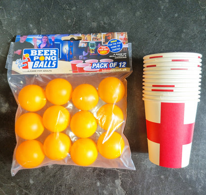 England Beer Pong Cup & Ball St George Cross Flag Fun Indoor Outdoor Table Game