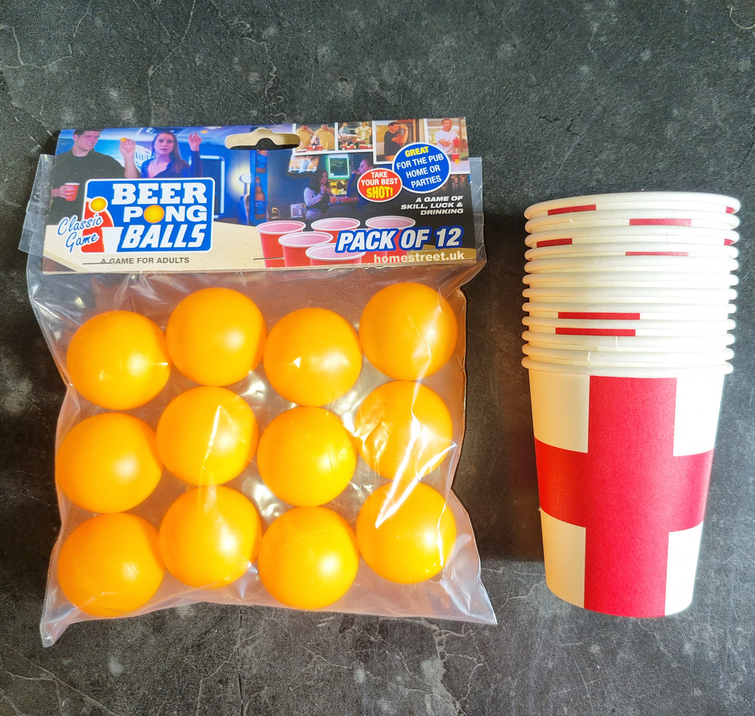 England Beer Pong Cup & Ball St George Cross Flag Fun Indoor Outdoor Beirut Table Game