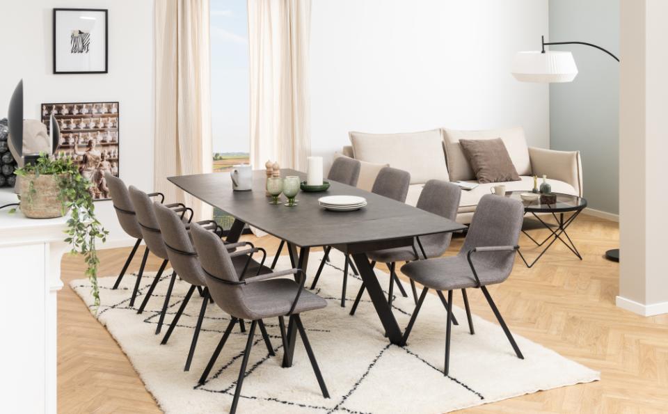Blackburn Large Extending Dining Table With Ceramic Top And Metal Base 160 To 240cm