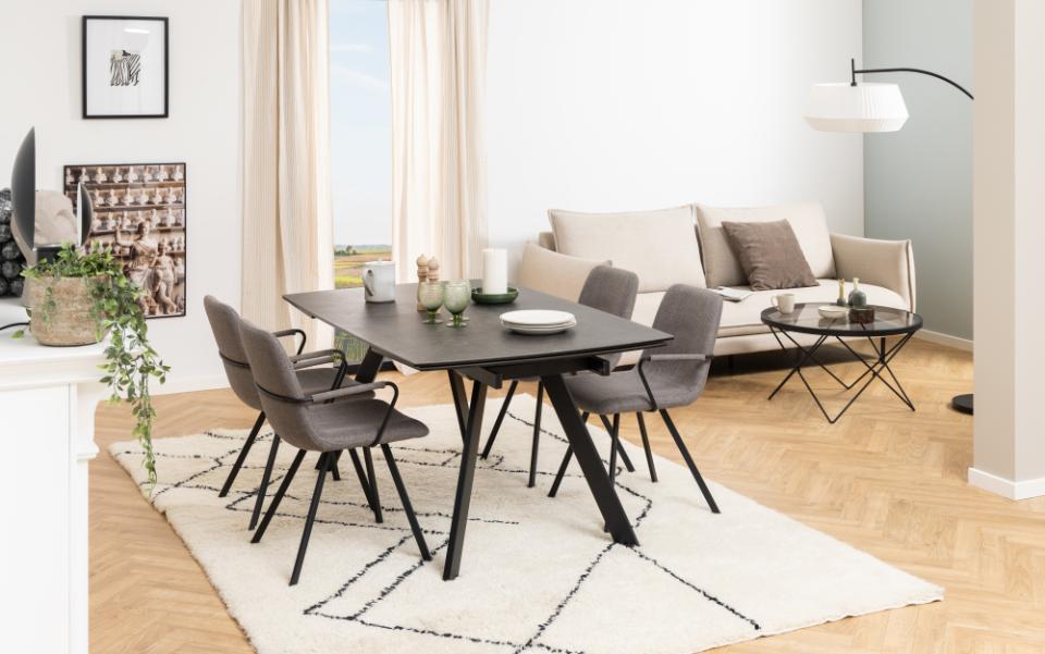 Blackburn Large Extending Dining Table With Ceramic Top And Metal Base 160 To 240cm
