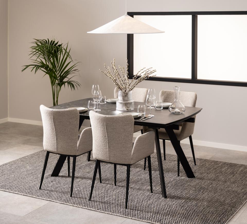 Blackburn Large Extending Dining Table With Ceramic Top And Metal Base 160 To 240cm