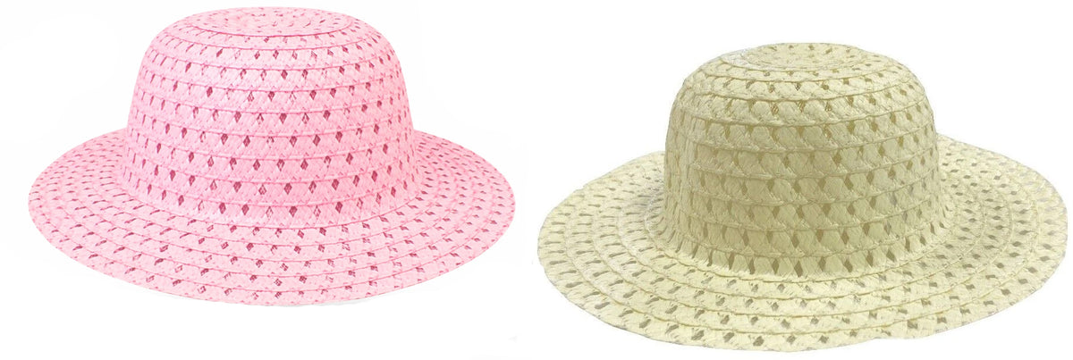 Straw style Hat for Kids-Plain Easter Bonnet for Decorating Pink or Natural 51cm