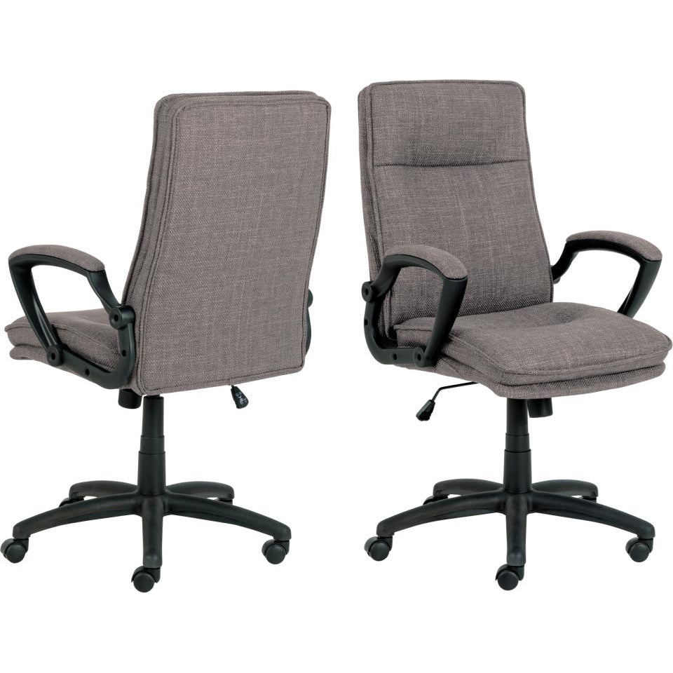 Brad Grey Fabric Home Office Desk Chair With Brake Castors, Gas lift, Swivel And Tilt