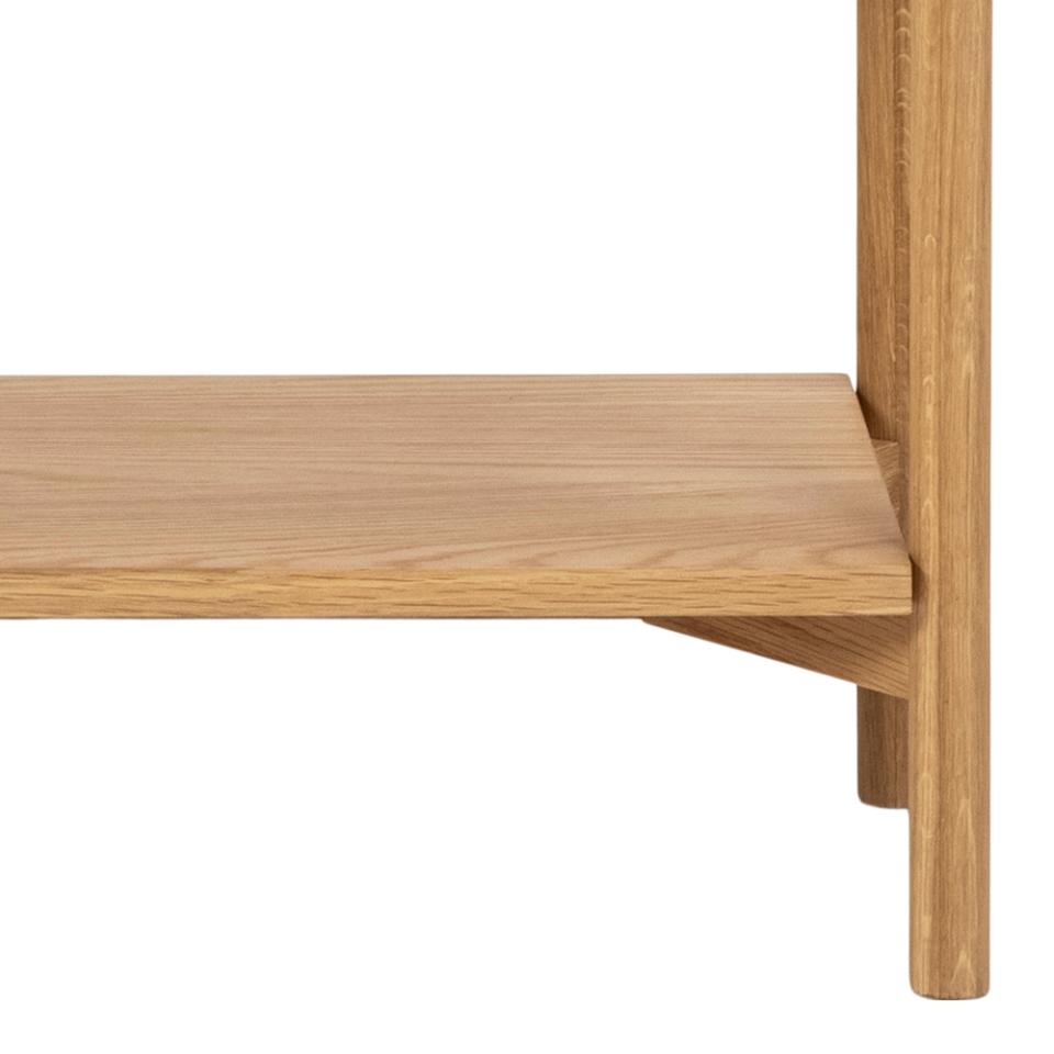 Wooden shelf with a white background