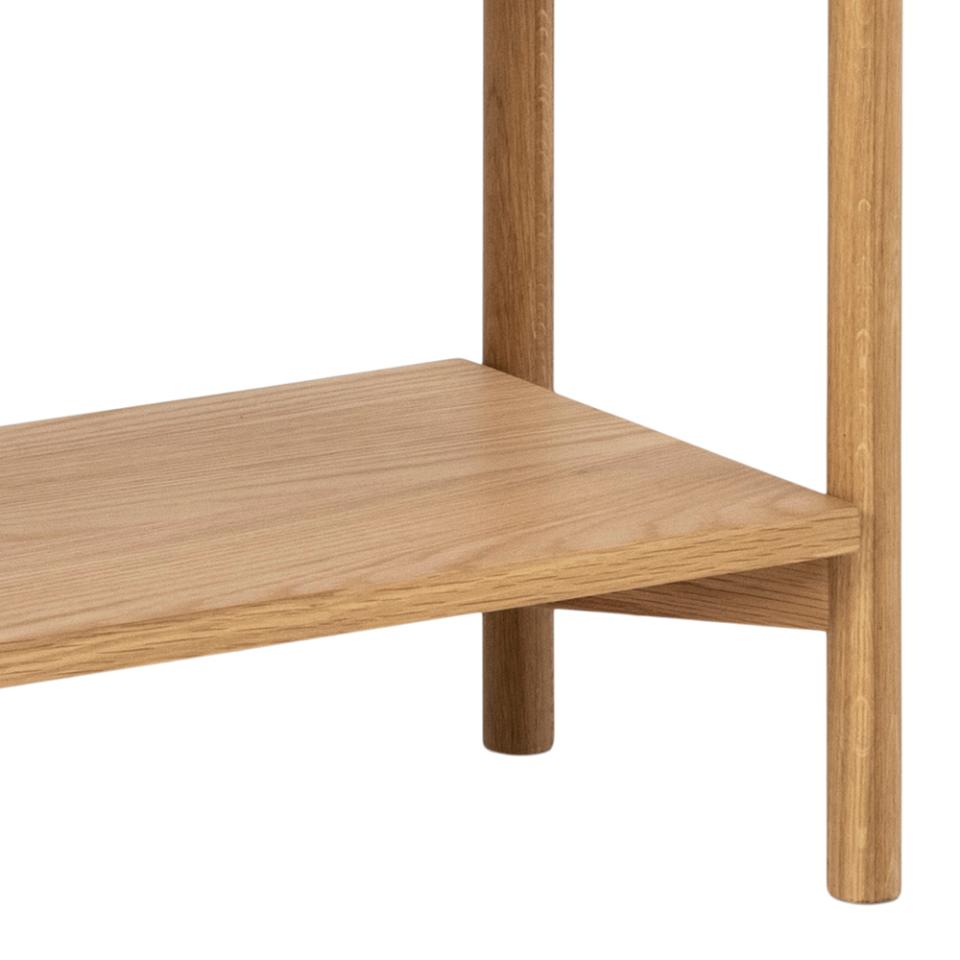 Wooden shelf with a white background