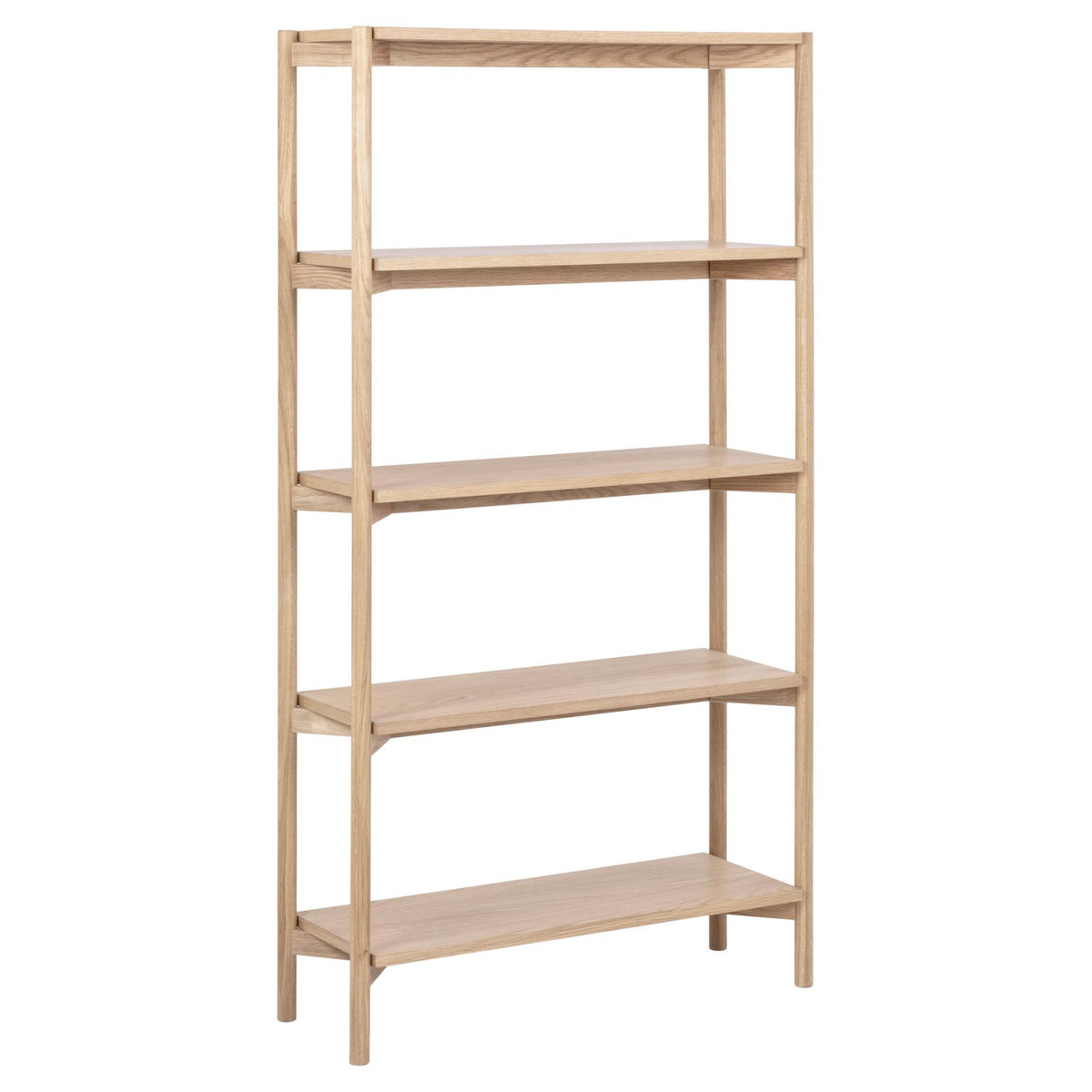 Braidwood Bookcase Shelving Unit In White Oiled Oak With 4 Shelves 86x30x160 cm