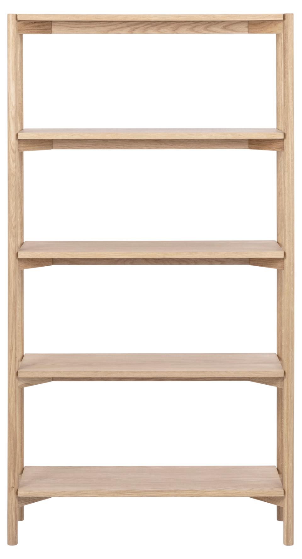 Braidwood Bookcase Shelving Unit In White Oiled Oak With 4 Shelves 86x30x160 cm