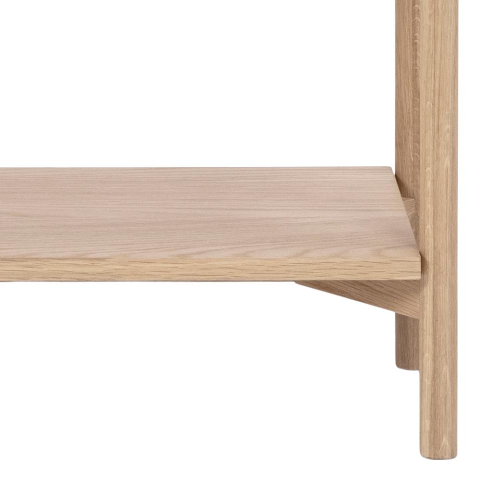 Wooden shelf with a white background