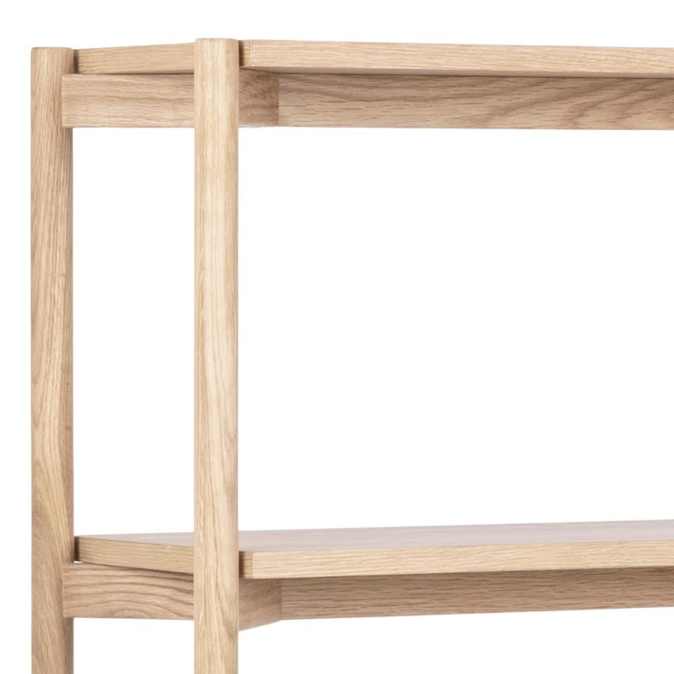 Wooden shelf with a white background
