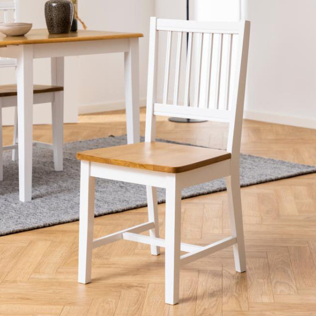 Brisbane White Lacquered Oak Stained Designer Dining Chair, Wide Spacious Seat, Set Of 2