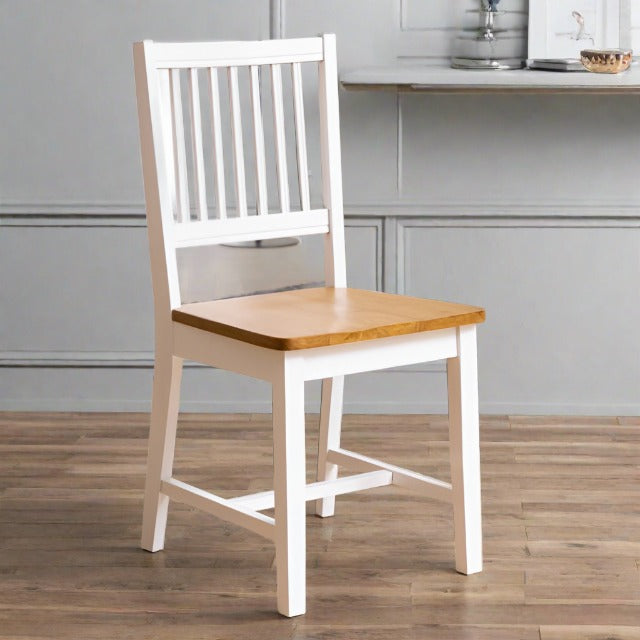 Brisbane White Lacquered Oak Stained Designer Dining Chair, Wide Spacious Seat, Set Of 2