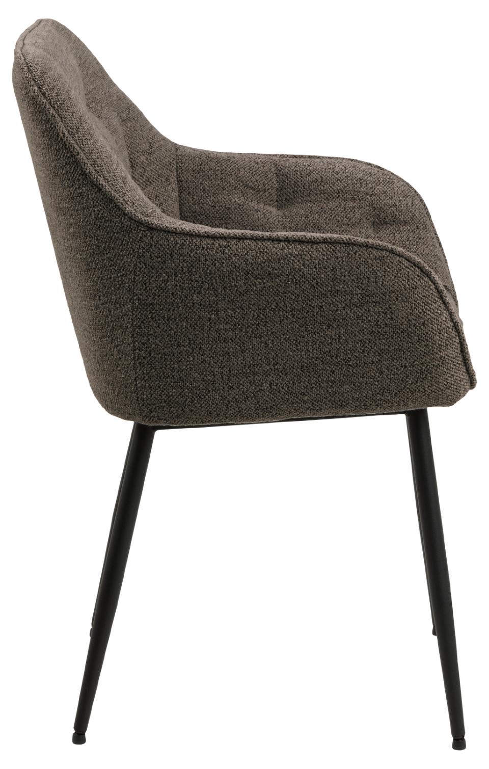 Brooke Armrest Fabric Dining Chair In Beautiful Taupe Tufting, Set Of 2 Chairs