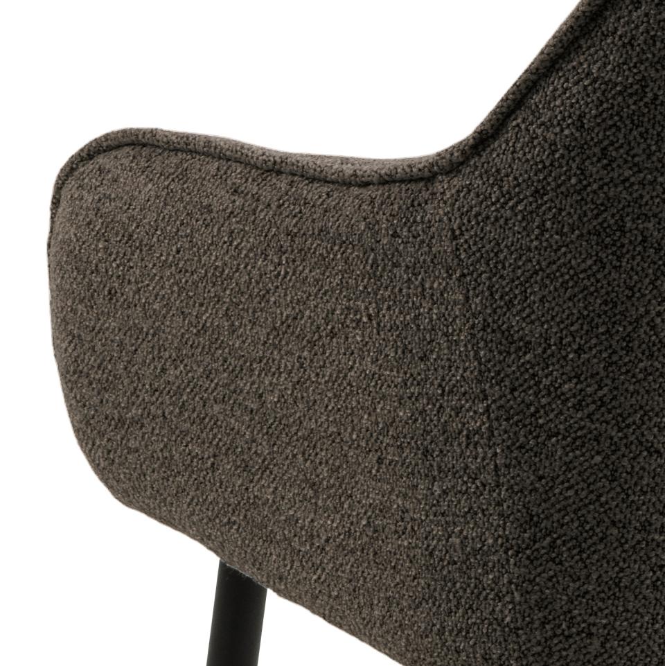 Brooke Armrest Fabric Dining Chair In Beautiful Taupe Tufting, Set Of 2 Chairs
