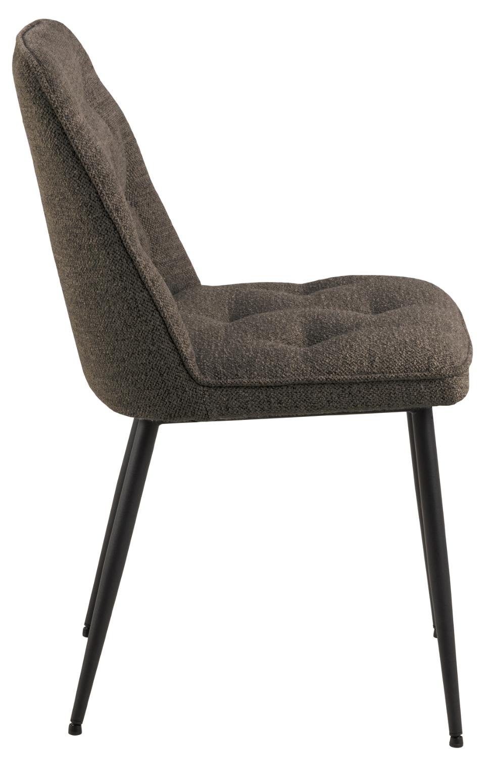 Brooke Fabric Dining Chair In Taupe With Stylish Black Steel Legs And Tufting, Set Of 2 Chairs