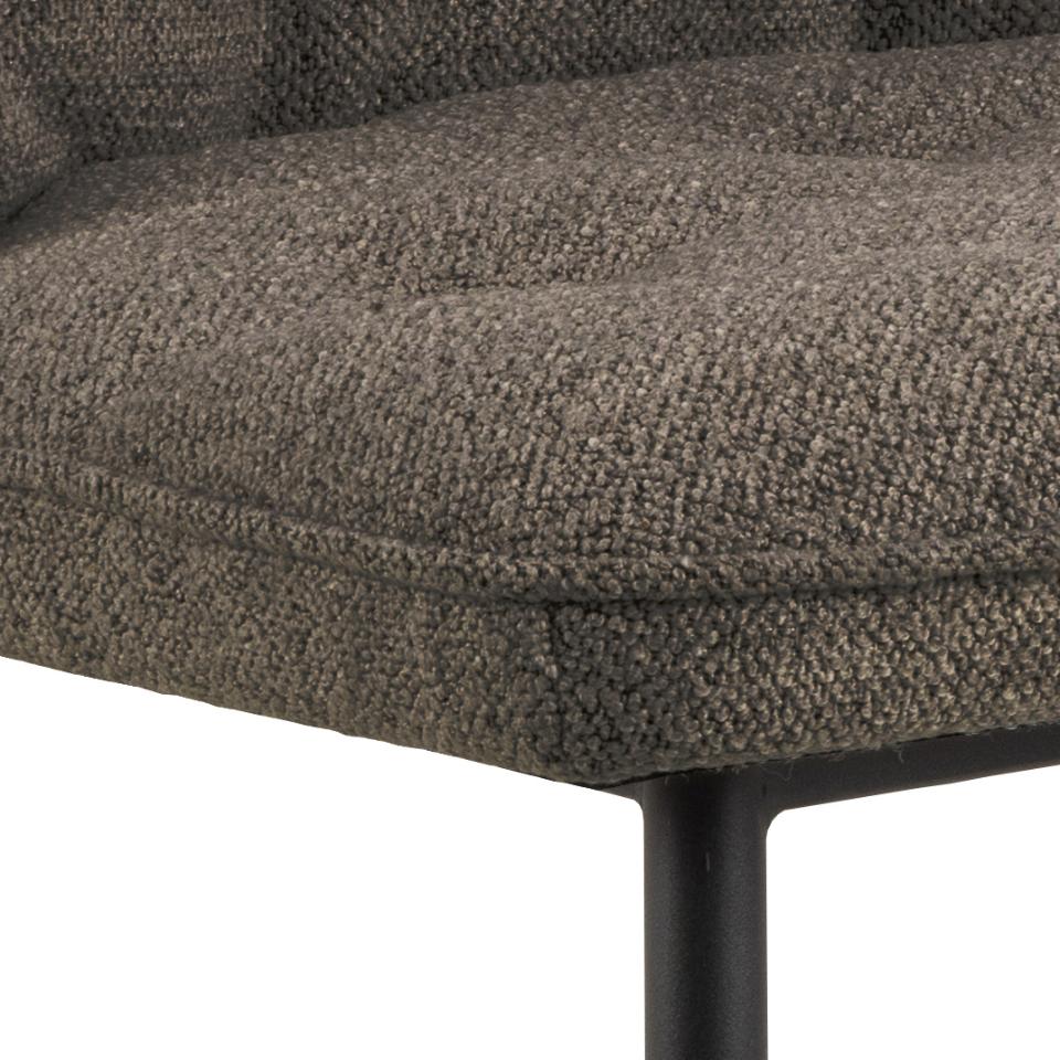 Brooke Fabric Dining Chair In Taupe With Stylish Black Steel Legs And Tufting, Set Of 2 Chairs