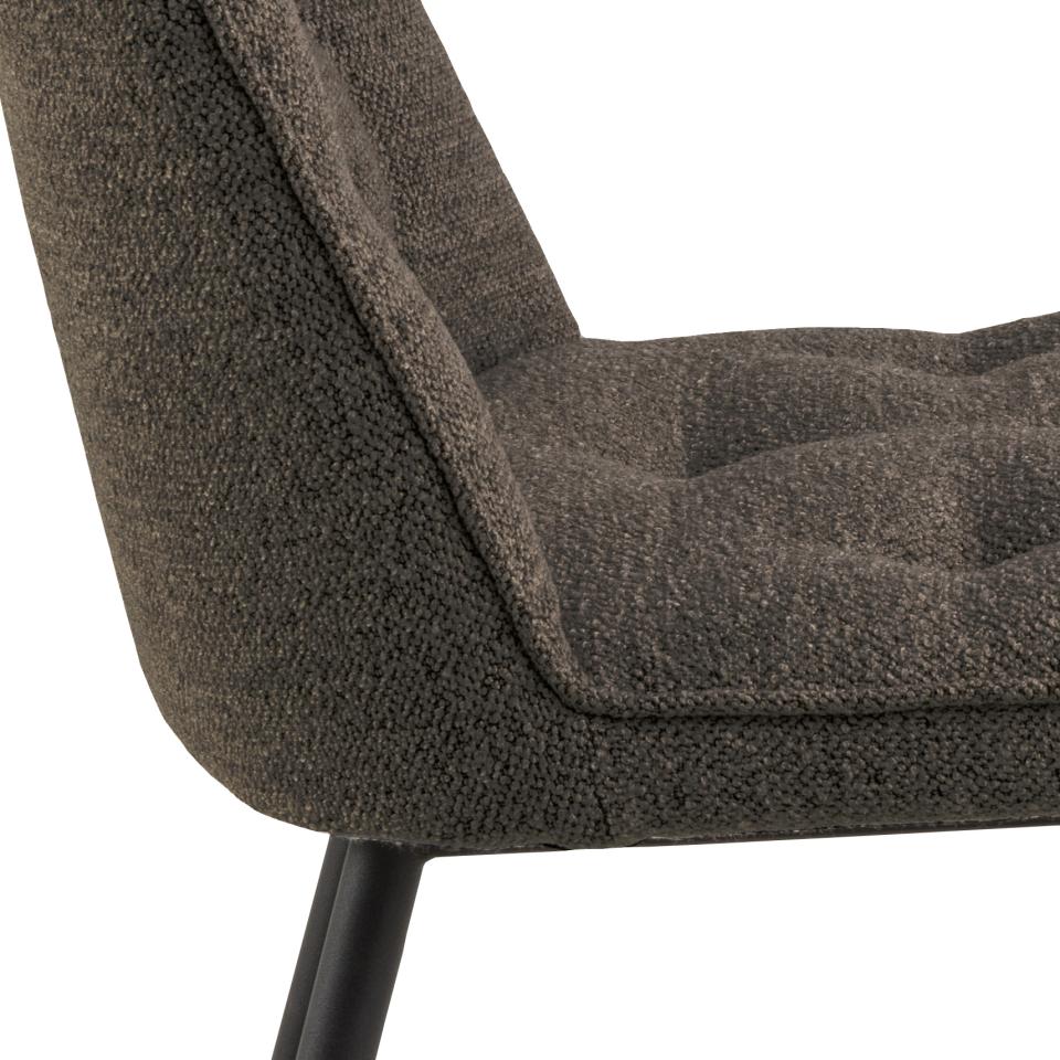 Brooke Fabric Dining Chair In Taupe With Stylish Black Steel Legs And Tufting, Set Of 2 Chairs