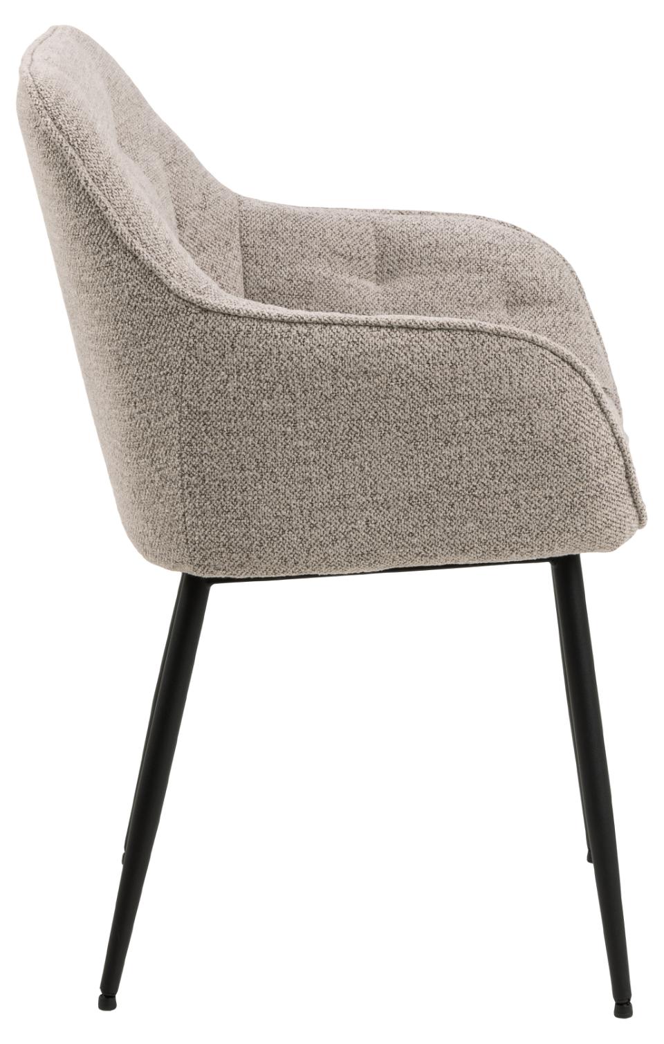 Brooke Armrest Fabric Dining Chair In Light Beige With Beautiful Tufting, Set Of 2 Chairs