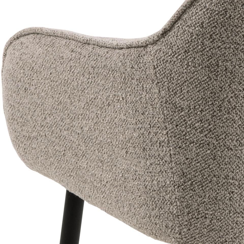 Brooke Armrest Fabric Dining Chair In Light Beige With Beautiful Tufting, Set Of 2 Chairs