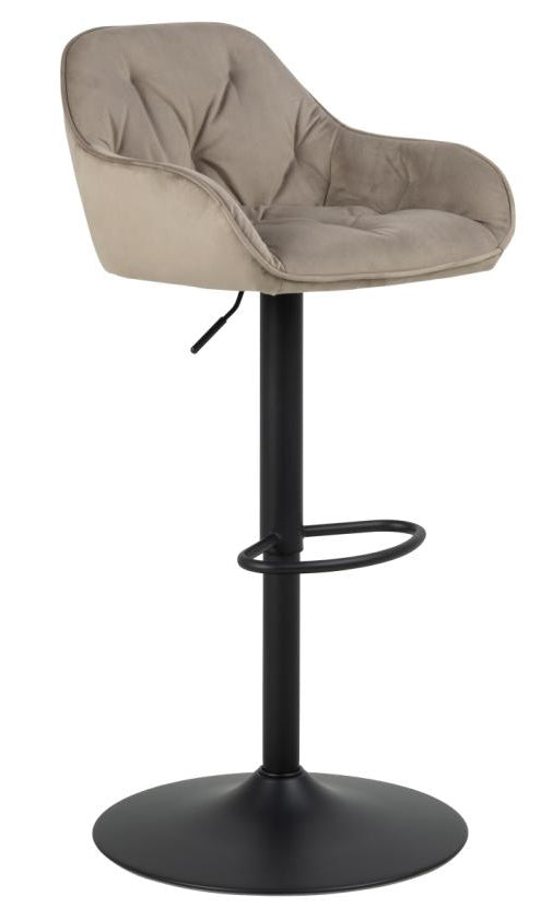 Brooke Fabric Bar Stool In Beige Velvet With Metal Legs, Set Of 2 Adjustable Bar stools