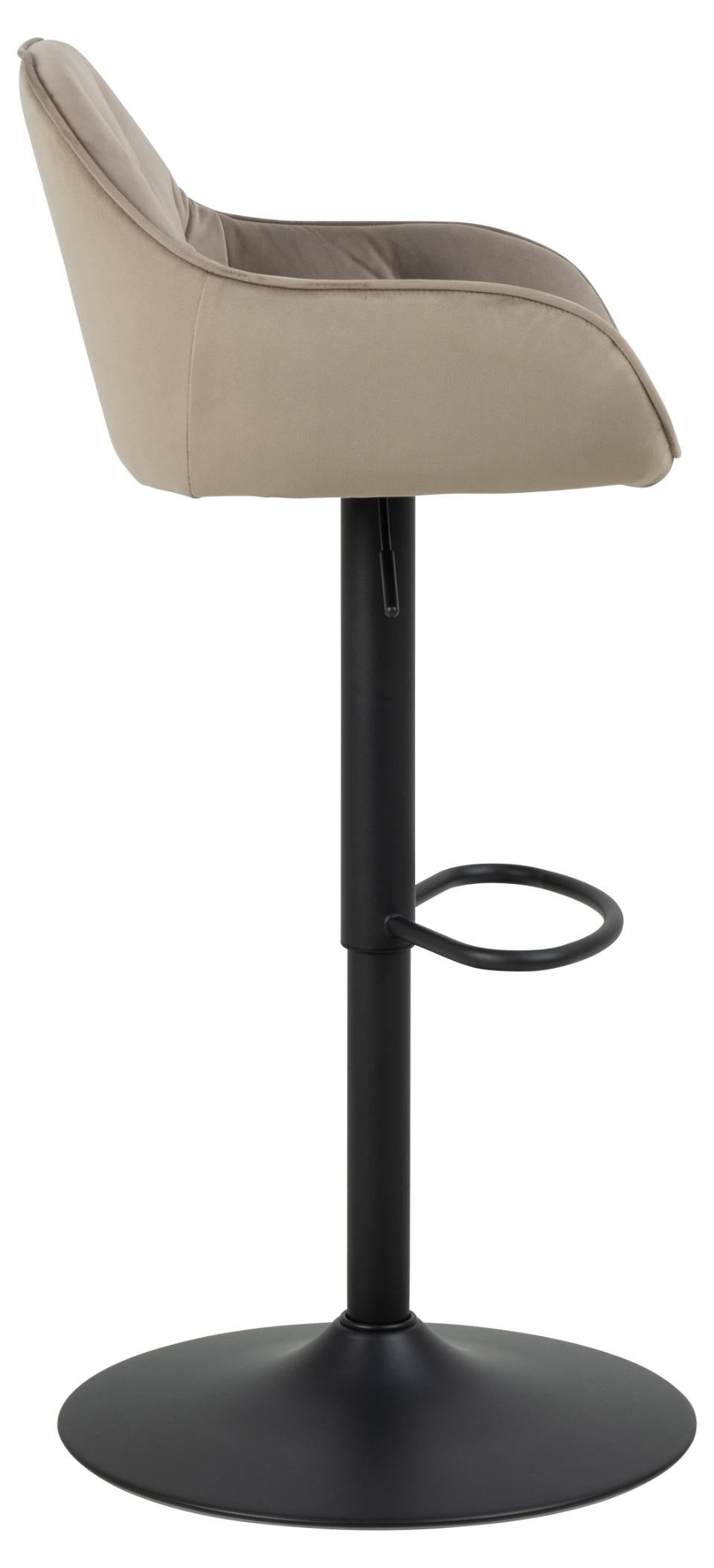 Brooke Fabric Bar Stool In Beige Velvet With Metal Legs, Set Of 2 Adjustable Bar stools