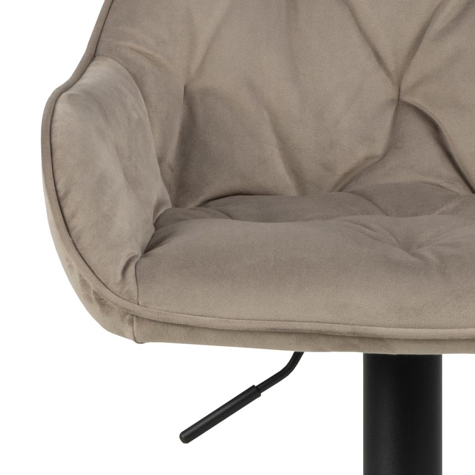 Brooke Fabric Bar Stool In Beige Velvet With Metal Legs, Set Of 2 Adjustable Bar stools
