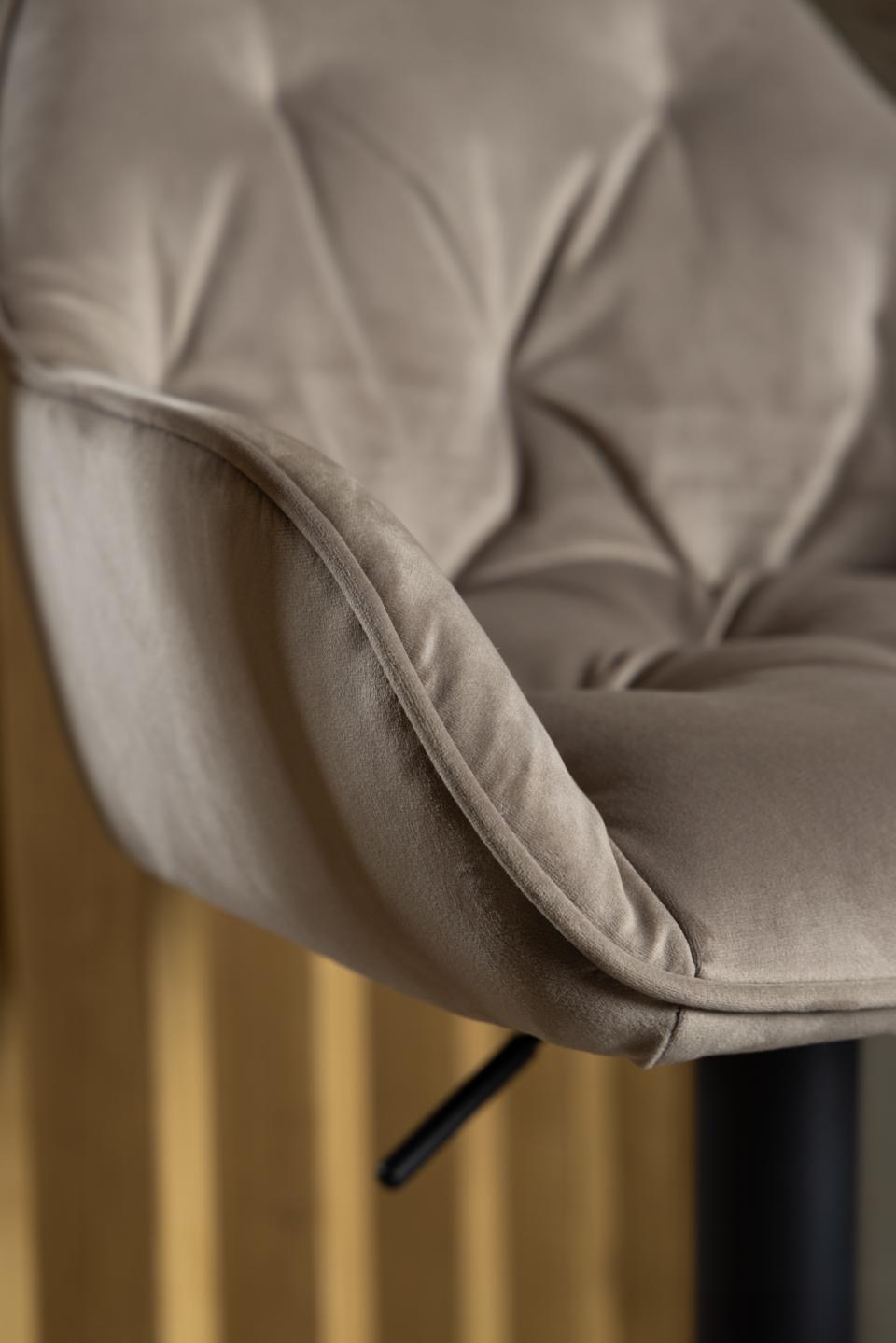 Brooke Fabric Bar Stool In Beige Velvet With Metal Legs, Set Of 2 Adjustable Bar stools