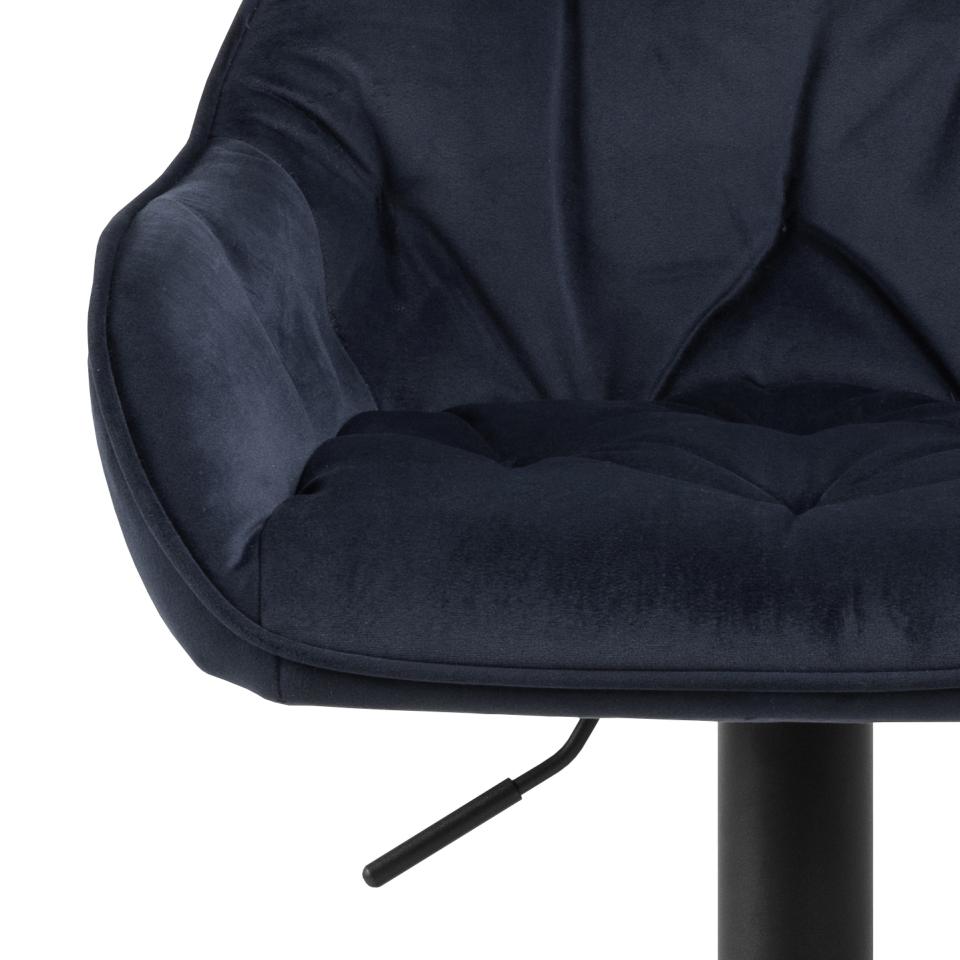 Brooke Fabric Bar Stool In Blue With Metal Legs, Set Of 2 Adjustable Bar stools