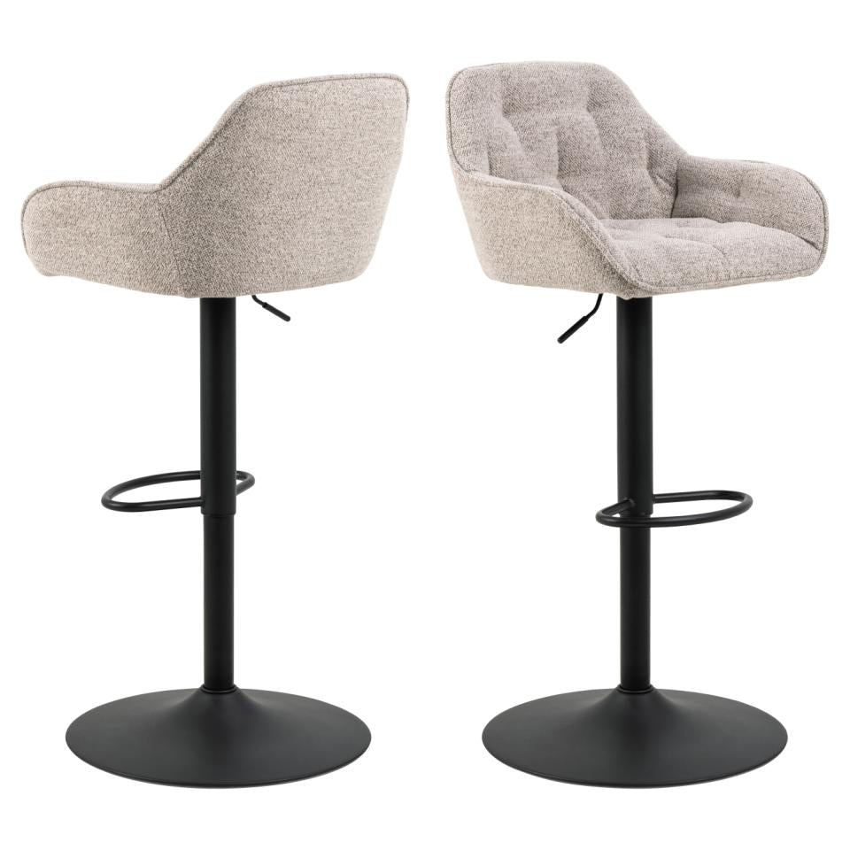 Brooke Monza Fabric Bar Stool Pair- Set of 2 In Beige With Footrest, Swivel and Height Adjust Bar stools