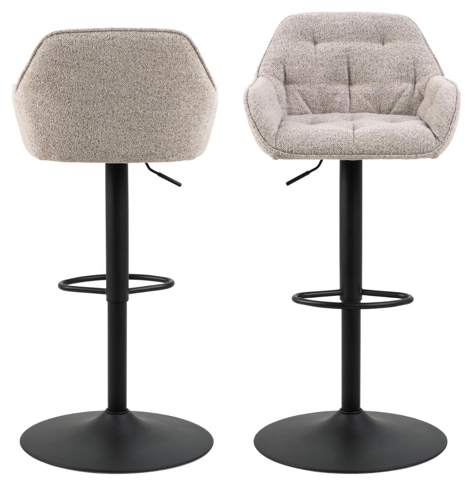 Brooke Monza Fabric Bar Stool Pair- Set of 2 In Beige With Footrest, Swivel and Height Adjust Bar stools