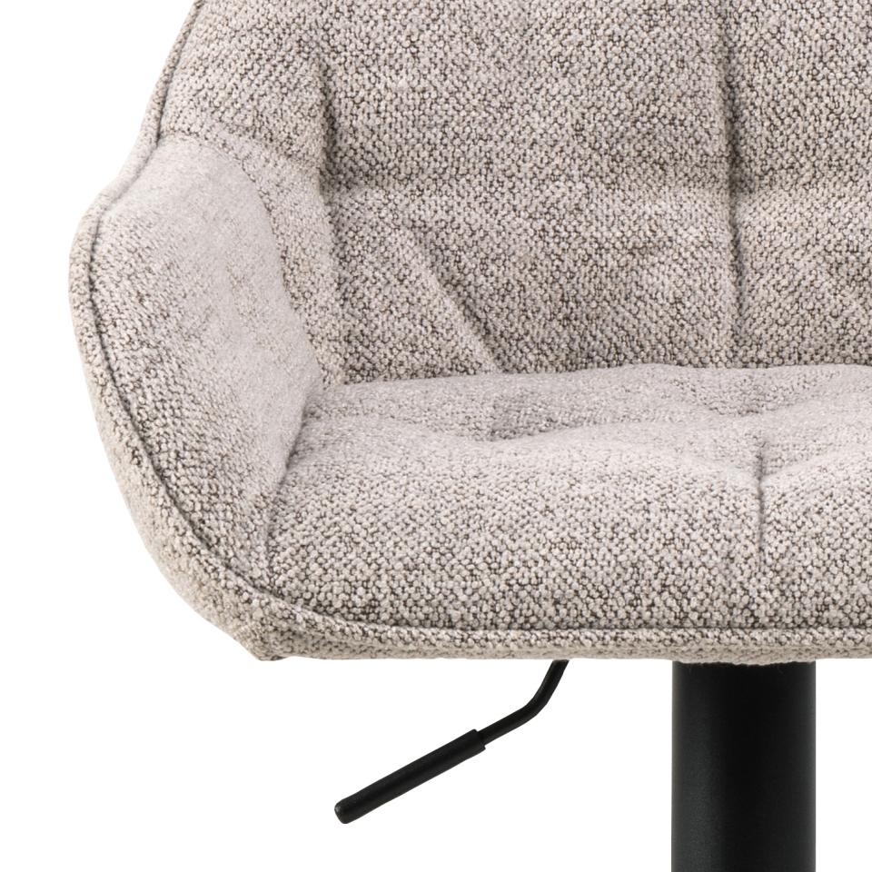 Brooke Monza Fabric Bar Stool Pair- Set of 2 In Beige With Footrest, Swivel and Height Adjust Bar stools
