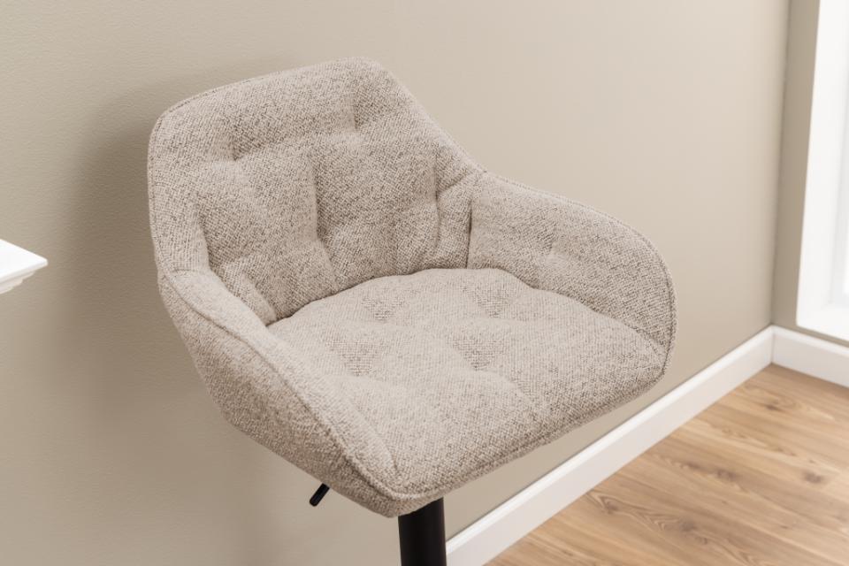 Brooke Monza Fabric Bar Stool Pair- Set of 2 In Beige With Footrest, Swivel and Height Adjust Bar stools