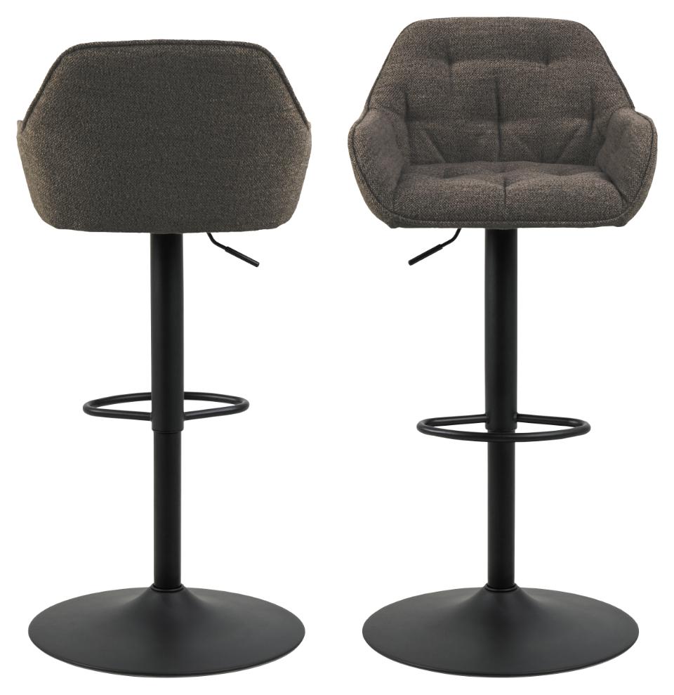 Brooke Taupe Fabric Bar Stool With Footrest, Set Of 2 Height Adjust Grey Brown Barstools
