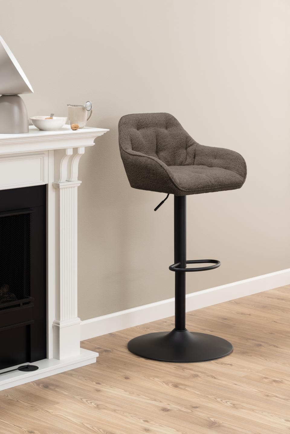 Brooke Taupe Fabric Bar Stool With Footrest, Set Of 2 Height Adjust Grey Brown Barstools