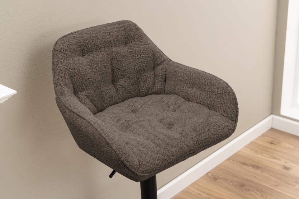 Brooke Taupe Fabric Bar Stool With Footrest, Set Of 2 Height Adjust Grey Brown Barstools