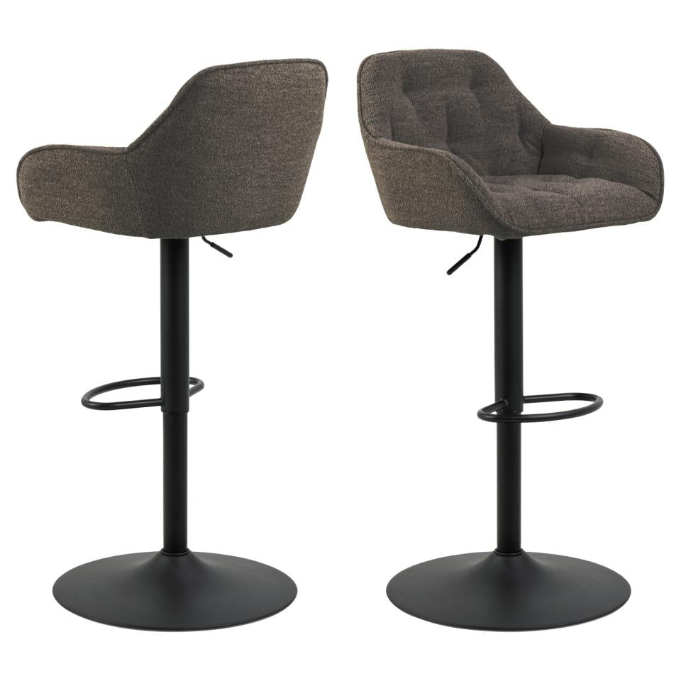Brooke Taupe Fabric Bar Stool With Footrest, Set Of 2 Height Adjust Grey Brown Barstools