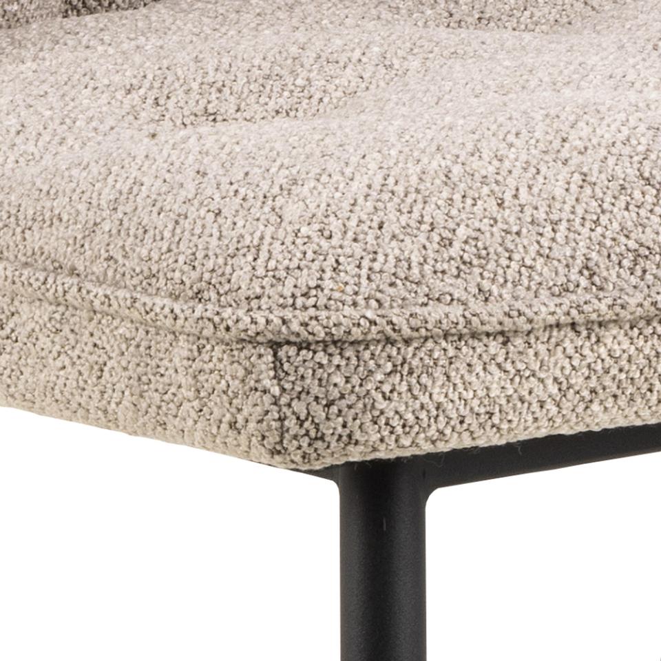 Brooke Fabric Dining Chair In Beige With Stylish Black Steel Legs And Tufting, Set Of 2 Chairs