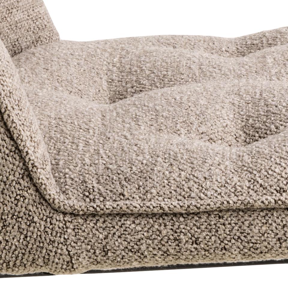 Brooke Fabric Dining Chair In Beige With Stylish Black Steel Legs And Tufting, Set Of 2 Chairs