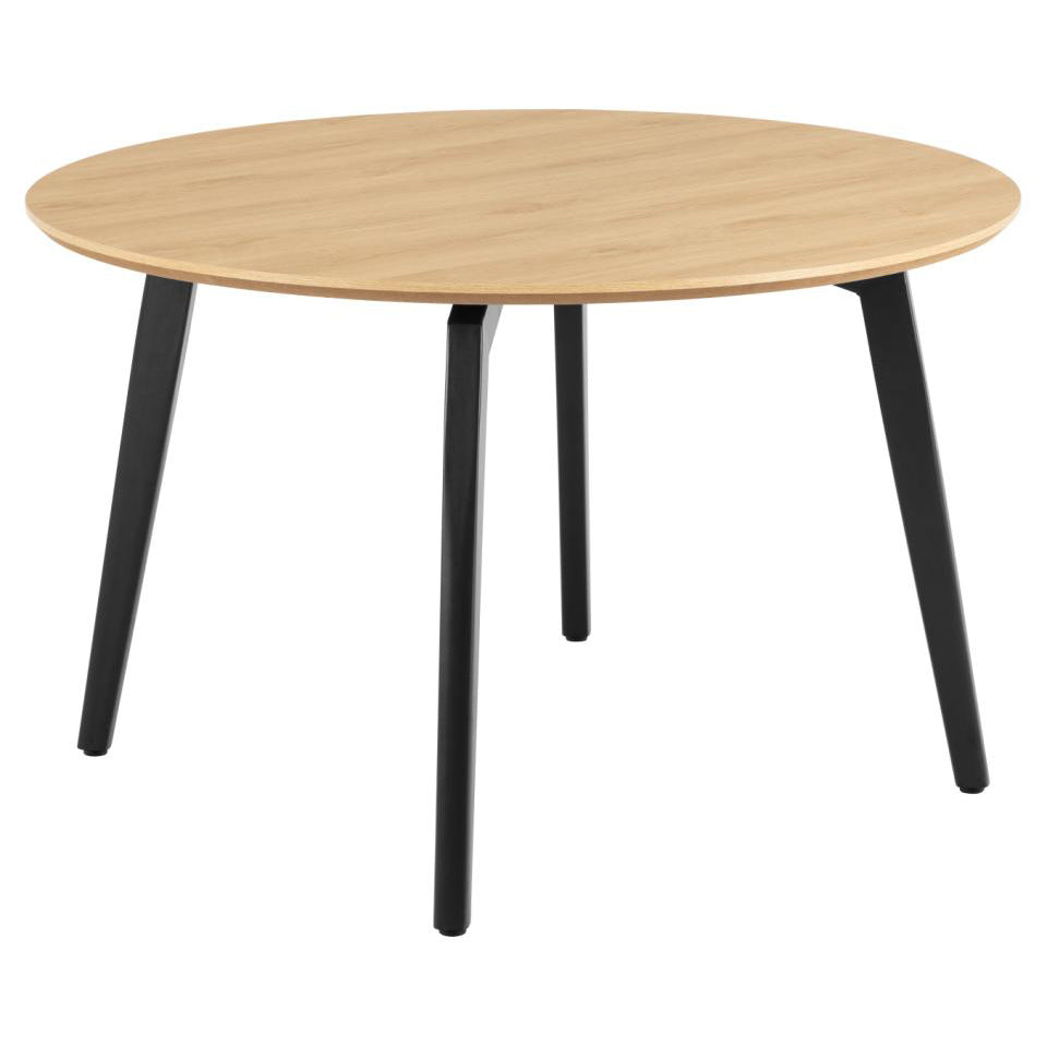 Cadiz Round Oak Dining Table, Metal Legs 4 To 6 Seats 120cm