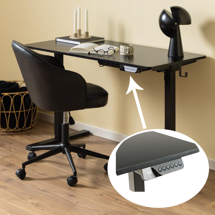 Cairo Electric Height Adjustable Home Office Desk In Black 73-121cm