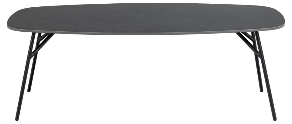 Caracas Large Coffee Table In Black Ceramic With Steel Base 120cm