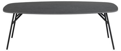 Caracas Large Coffee Table In Black Ceramic With Steel Base 120cm